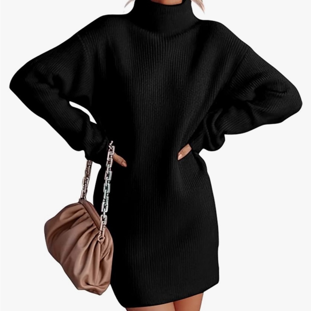 Women's Long Sleeve Turtleneck Sweater Dress